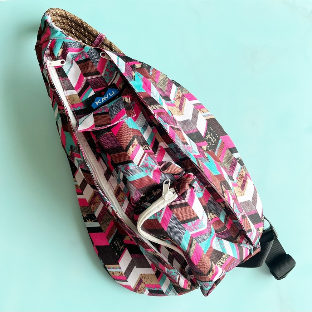 Kavu rope sling bag in sunset blocks pattern